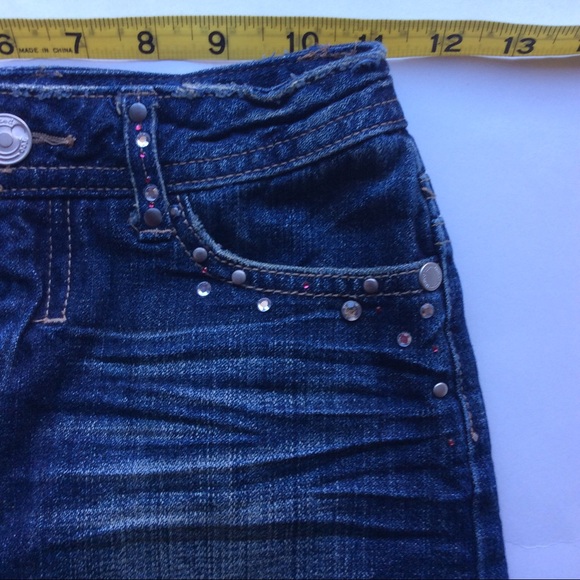 Limited too Girls Micro Mini Cut Off Blue Jean Skirt (skort) w/ Shorts Sz7 - Picture 3 of 9
